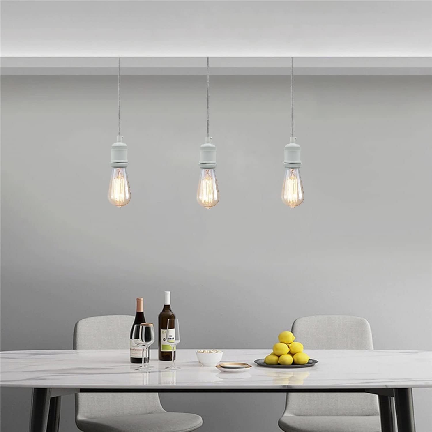 vintage style black and white twisted cable pendant lamp