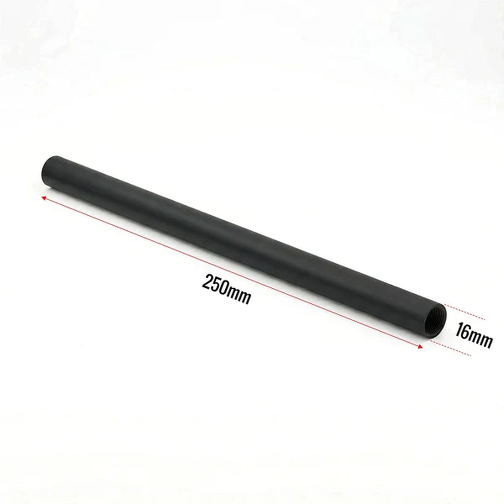 black M16 female thread extension pipe, 250mm long
