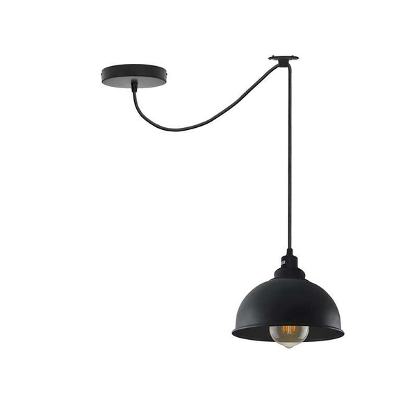 Modern Black Pendant Light Adjustable Hanging Lamp ~5055 – Black / With Bulb