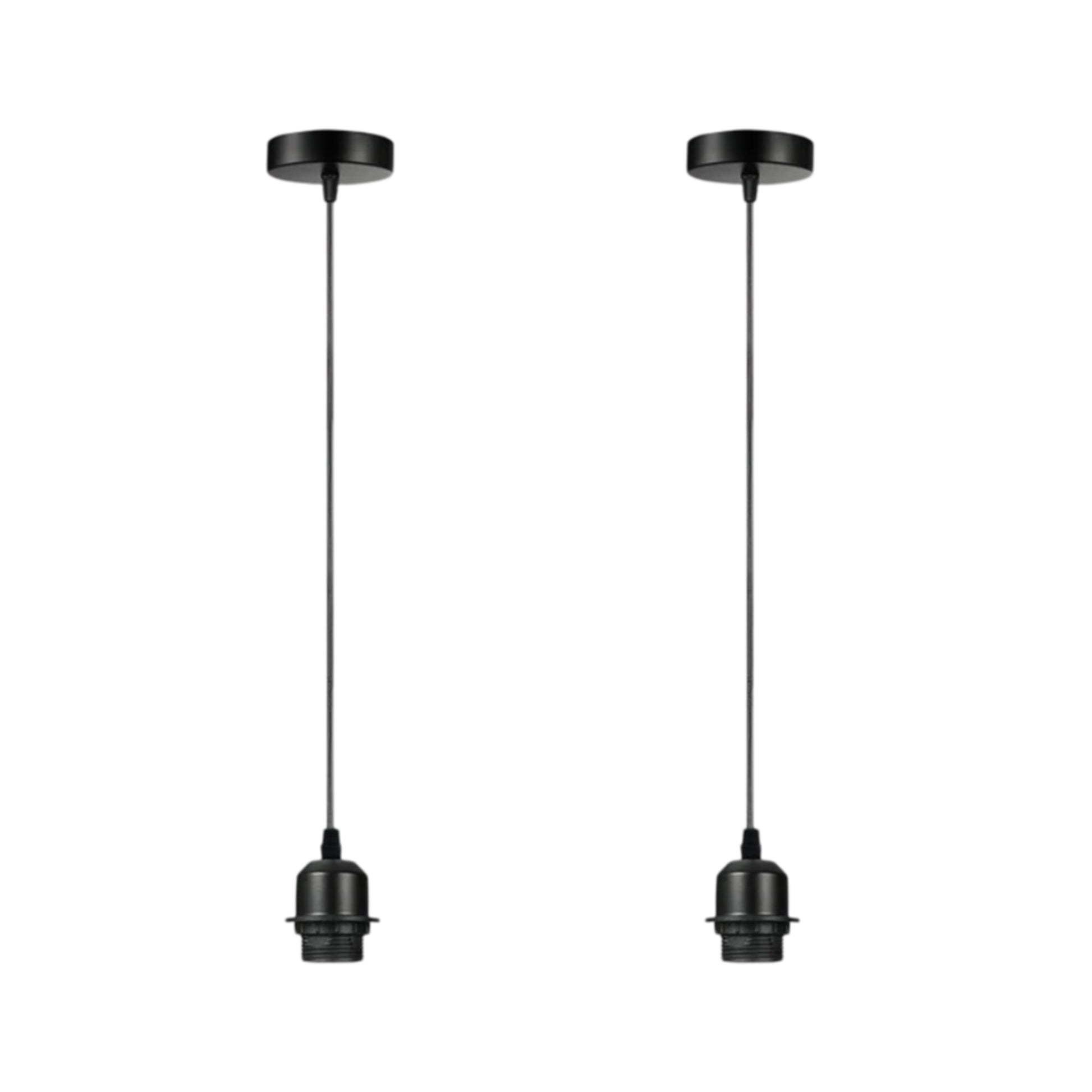 2 pack black pendant light PVC cable E27 holder black pendant cord ceiling light fixture double pendant light