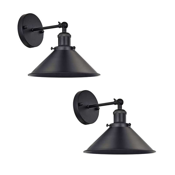 Vintage Industrial Black E27 Adjustable Indoor Wall Light ~4717 – 2 Pack / Without Bulb