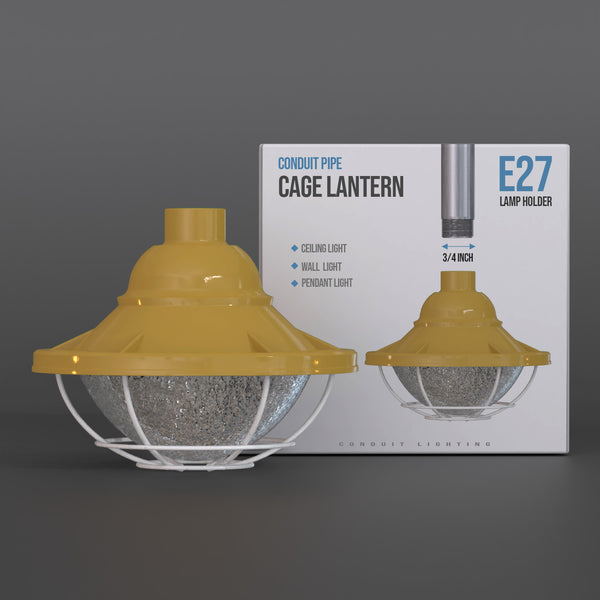 Industriële metalen draadkooipijp hanglamp ~ 5558 – Geel / 17 cm