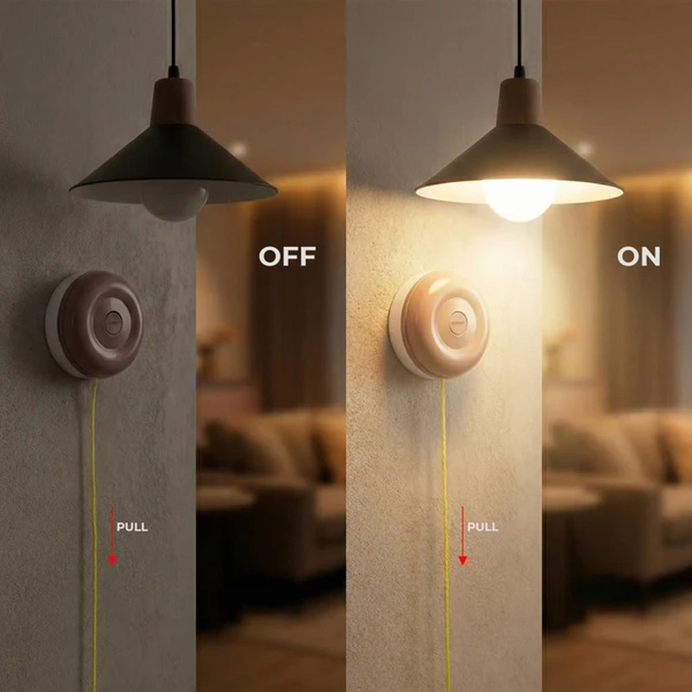 pull cord switch turning a pendant light on and off