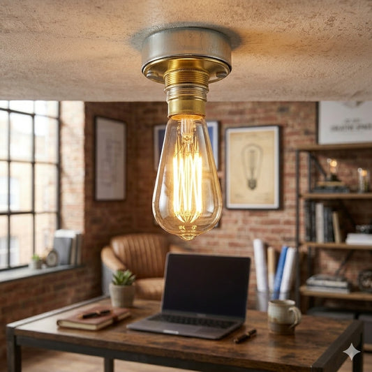 Vintage Style B22 Single Conduit Ceiling Light – Industrial Retro Lighting Fitting~1555