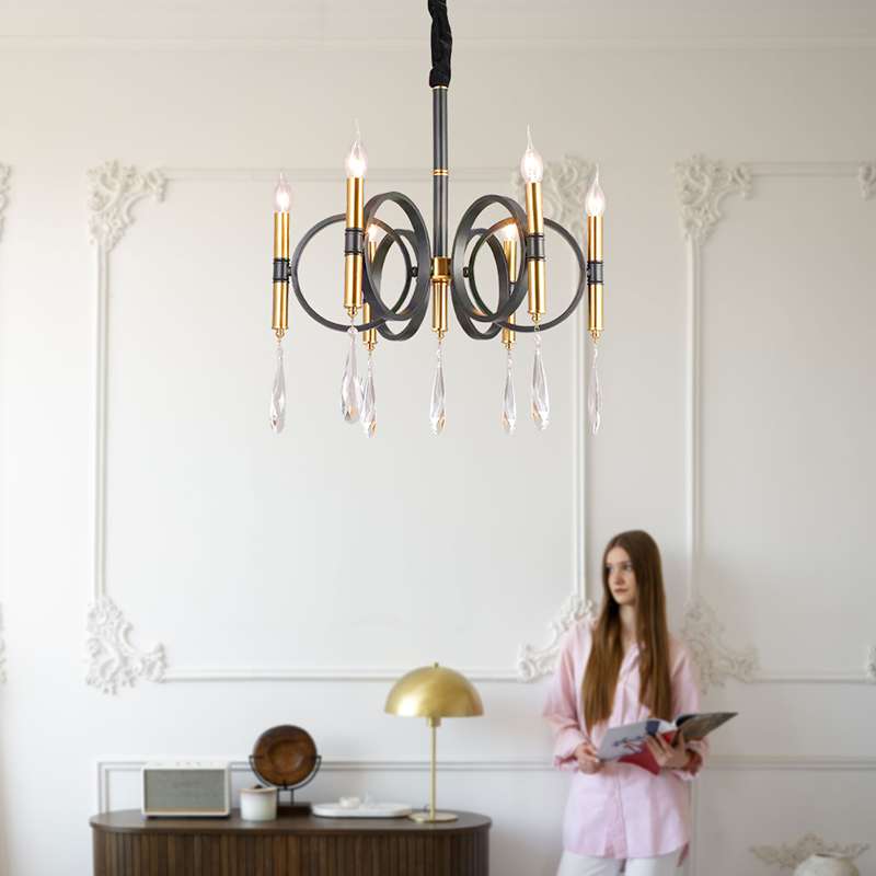 Black round store candle chandelier