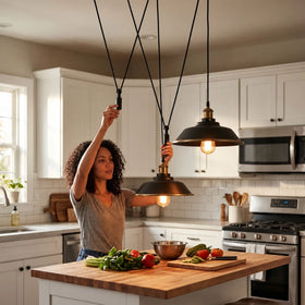 2 Light Adjustable Pulley Hanging Lamp ~6534