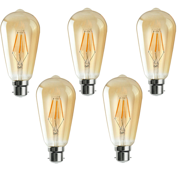 LED-lampen Bajonet ST64 B22 4W Dimbare filament Edison-lampen ~3874 – 5 stuks