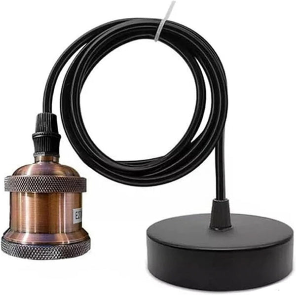 Industrial Brass Pendant Light E27 Vintage Edison Fitting ~6038 – Copper / No