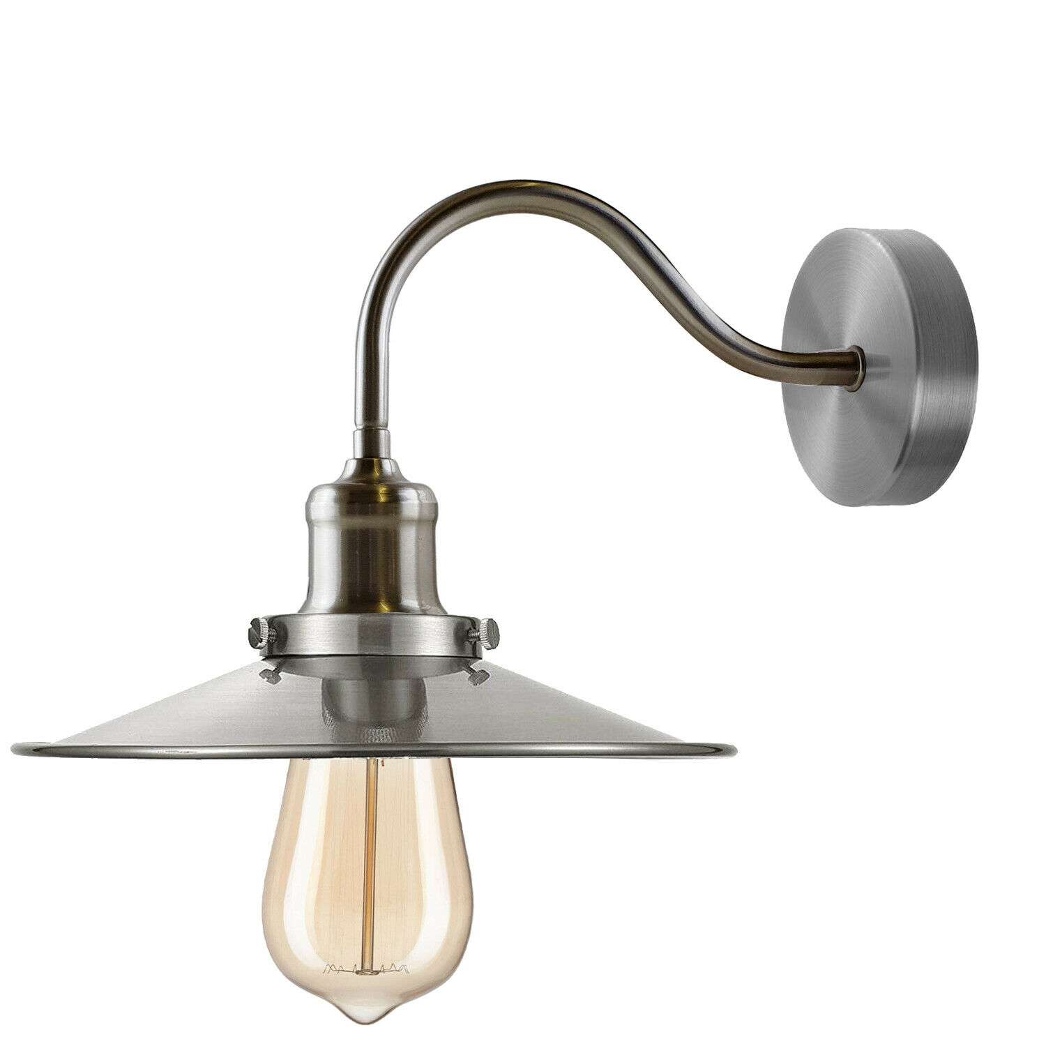 Wall lamp Wall sconce Wall light Flat ceiling light shade Lamp Shade Satin Nickel Lamp metal lamp shade wall sconce wall lights neck light picture lights for wall bathroom wall light lights for bedroom light shade lamp shade swan neck goose neck e27 wall lamp led light outdoor wall lights home decor light bathroom light fitting warm light bulb led bulb bedroom light shades vanity lights metal lampshade retro vintage industrial satin nickel wall sconce light flat lampshade