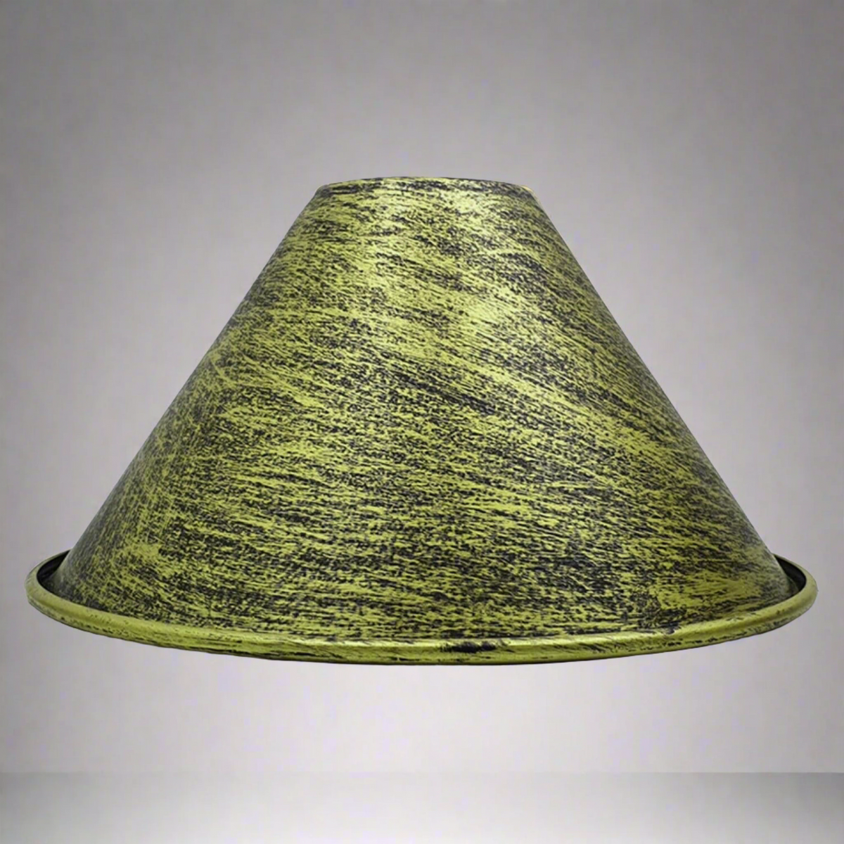 Vintage Green Metal Cone Lamp Shade, 2 1/4 X 12 Inches – Porcelain Enamel, Industrial Style For Pendant Or Pool Table Light
