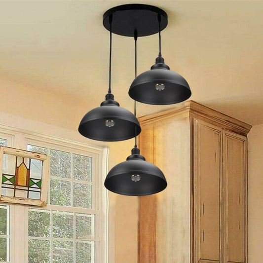 3 Ceiling lamp Pendant Cluster Light Modern Light Fitting Red/Black Lampshades~1356 - LEDSone UK Ltd