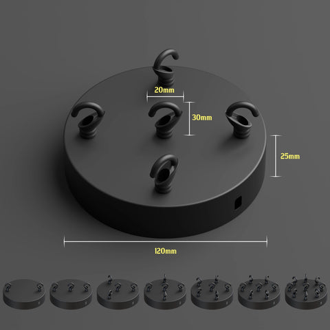 Black Ceiling Rose With Hook Pendant Light Fitting~2385