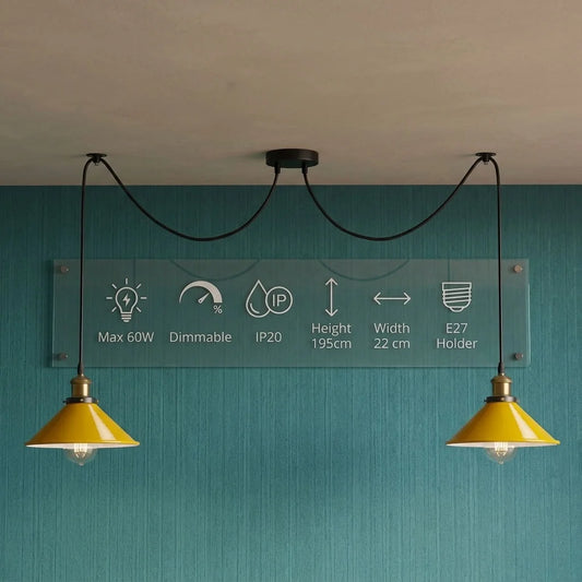 2 Way Retro Industrial Ceiling E27 Hanging Lamp Pendant Light ~3497