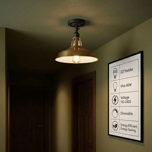 Industrial Semi-Flush Mount Adjustable Barn Light ~6945