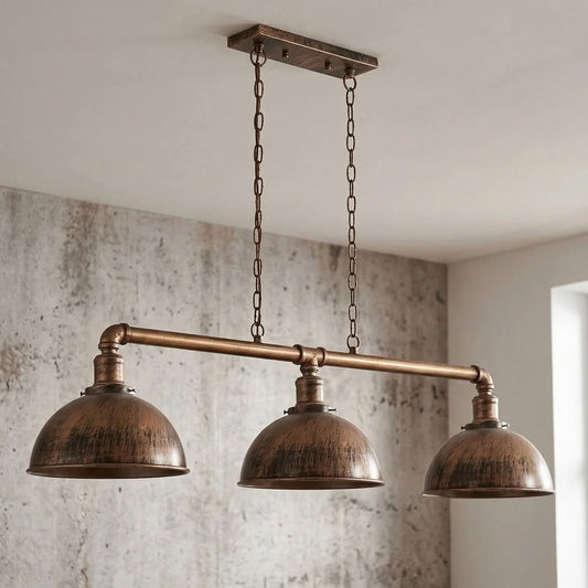 Industrial Steampunk 3 Way Pipe Pendant Light E27 Kitchen Island ~6320
