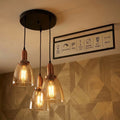 Vintage Amber Glass Bell Pendant Light ~6958