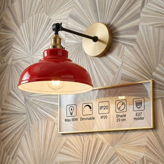 Lámpara colgante de techo de metal industrial vintage con pantalla de latón amarillo, estilo retro moderno ~2542