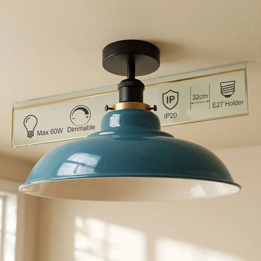 E27 Semi Flush Mount Ceiling Lamp Antique Style ~1238