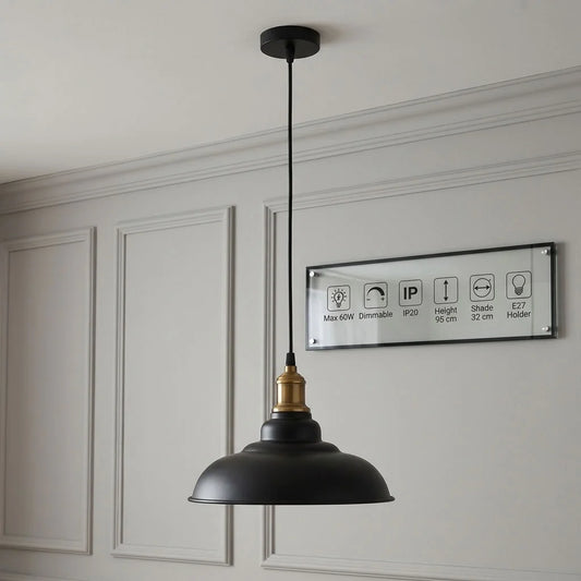 Bistro 32cm Wide Barn Ceiling Brass Pendant Lights┃Single Drop Light ~6990