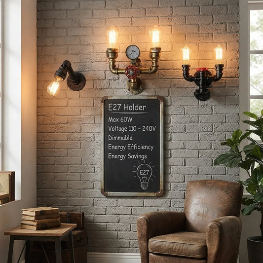 Industrial Metal Rustic Twin Waterpipe Wall Light ~5534