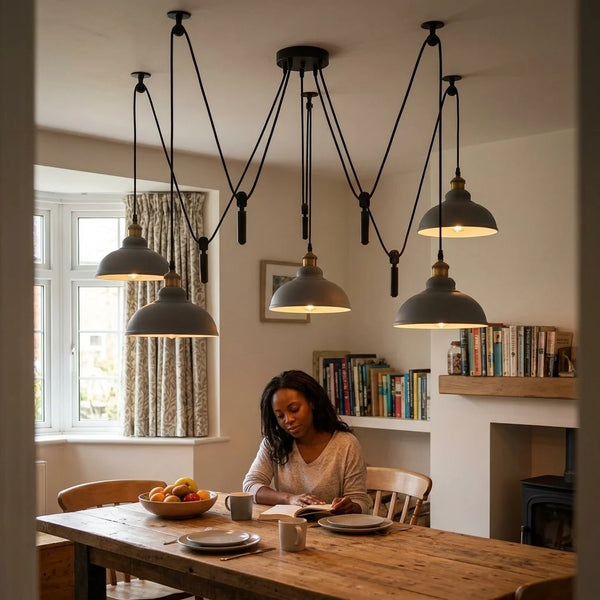 SWAGFLEX Multi-Light Industrial Spider Pendant ~6669 – Gray / Yes