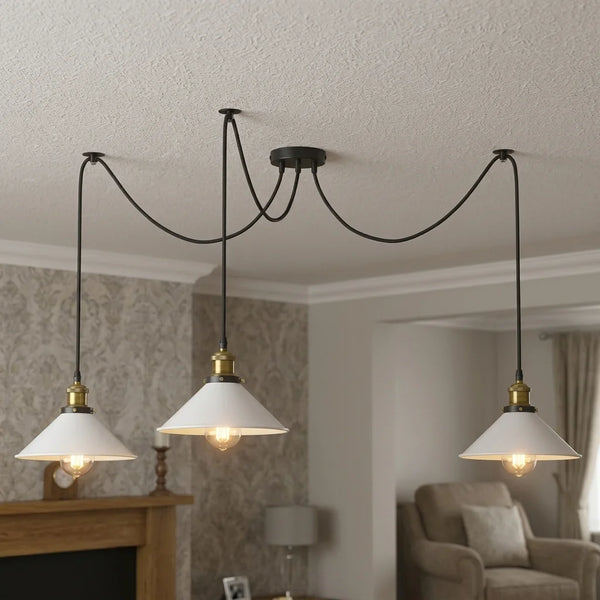 3 Fluming Spider Pendant Light E27 Metal ~6175 – White
