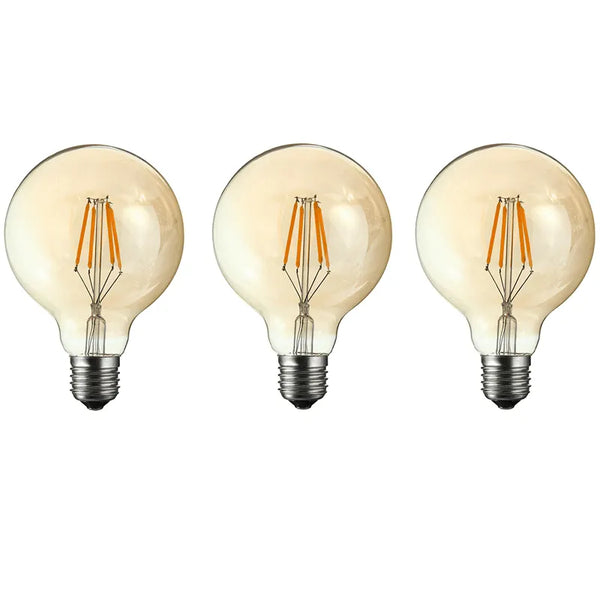 Vintage LED-lamp E27 G80 dimbaar 4W bollamp warm wit ~3377 – Drie
