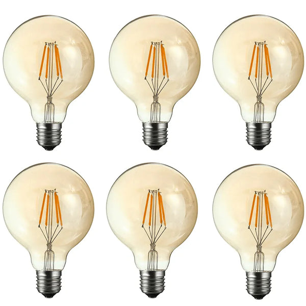 Vintage LED-lamp E27 G80 dimbaar 4W bollamp warm wit ~3377 – Zes