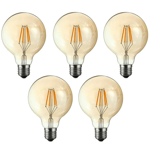 Vintage LED-lamp E27 G80 dimbaar 4W bollamp warm wit ~3377 – Vijf