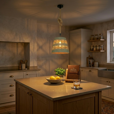 Vintage Conical Hemp Rope Pendant Light