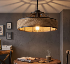 Rattan-Style Boho Hemp Lampshades ~5941