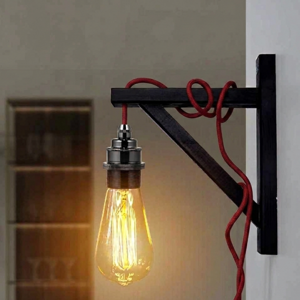 Vintage Plug-In Pendant Kit E27 Dimmable Fabric Cord ~2177 – Red / 4.5m / Satin Black