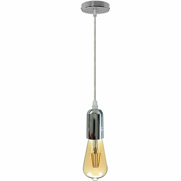 E27 Metal Pendant Bulb Holder with Adjustable Cable~5464 – Satin Nickel / Yes