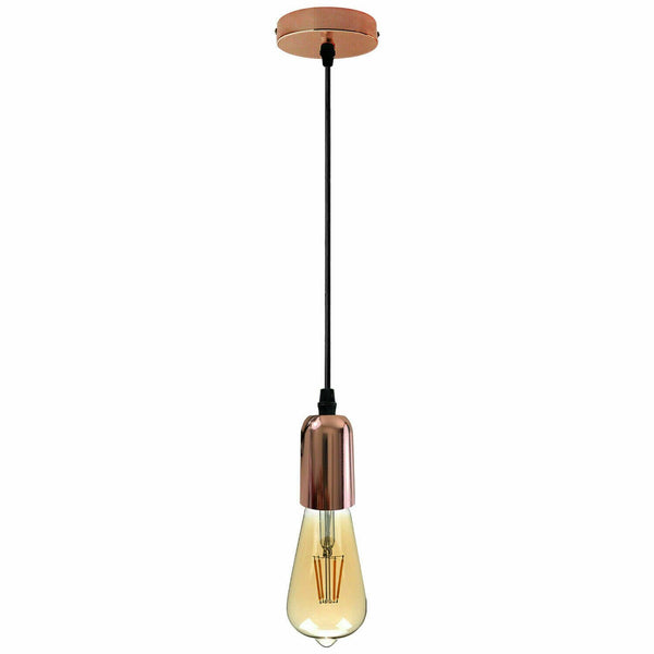 E27 Metal Pendant Bulb Holder with Adjustable Cable~5464 – Rose Gold / Yes