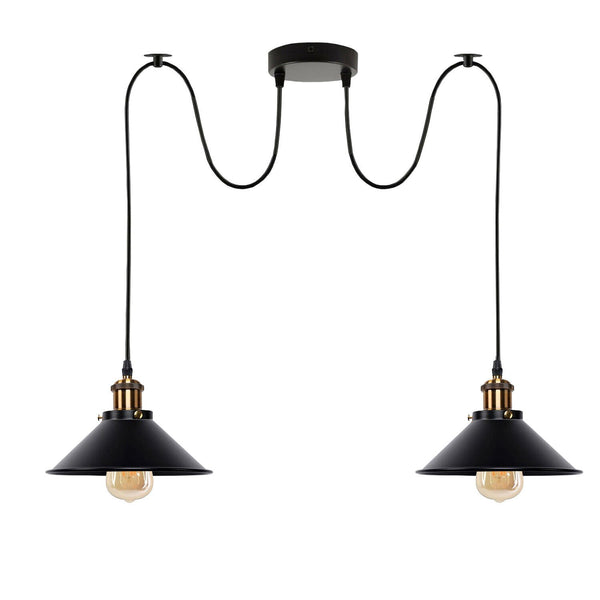 Industrial Retro 2-Light Pendant Lamp ~5330 – Black / Yes