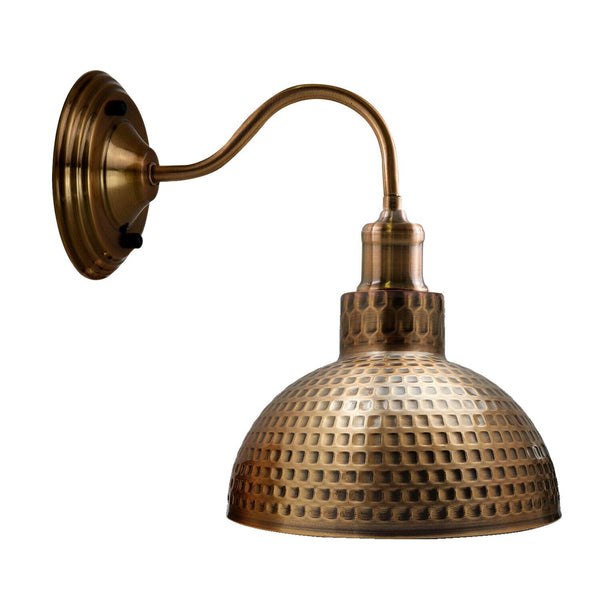 Vintage Copper Industrial Wall Light | Swan Neck Dome Sconce for Living Room ~3678 – No / Yellow Brass