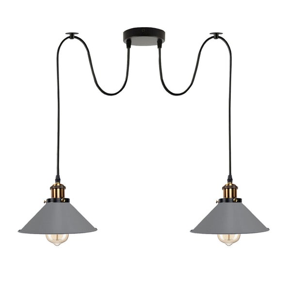 Industrial Retro 2-Light Pendant Lamp ~5330 – Grey / Yes