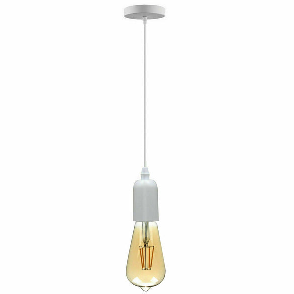 E27 Metal Pendant Bulb Holder with Adjustable Cable~5464 – White / Yes