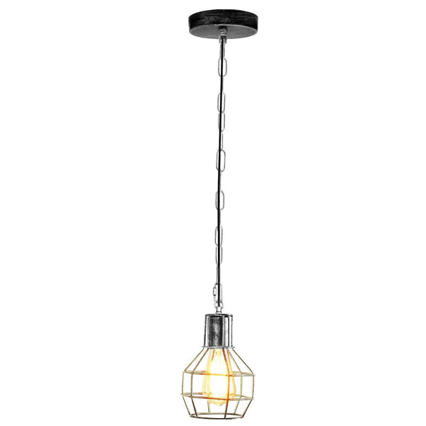 Industrial Ceiling Light Vintage Hanging Metal Cage Pendant Lamp~ 5708 – Brushed Silver / No