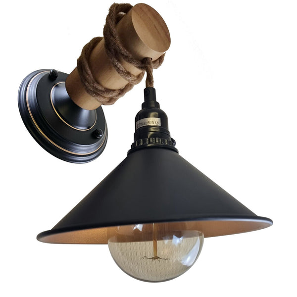 Vintage Metal & Wood Industrial Wall Light E27~3501 – Yes / Yes