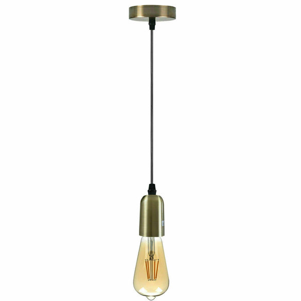 E27 Metal Pendant Bulb Holder with Adjustable Cable~5464 – Green Brass / Yes