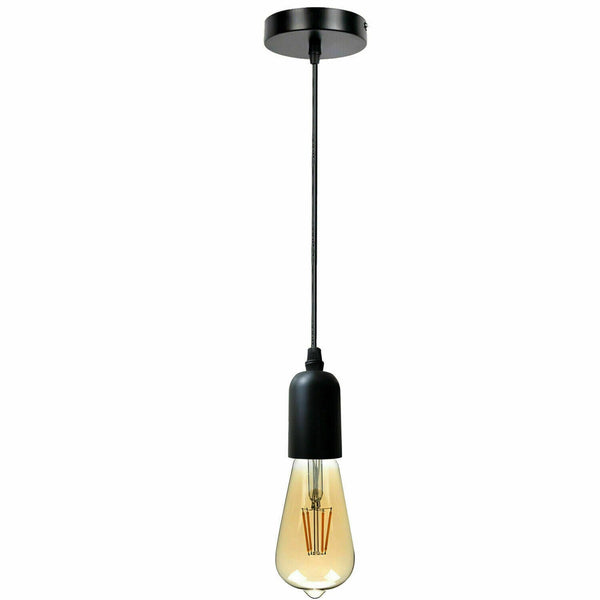 E27 Metal Pendant Bulb Holder with Adjustable Cable~5464 – Black / Yes