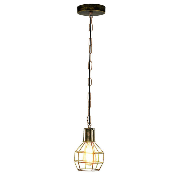 Industrial Ceiling Light Vintage Hanging Metal Cage Pendant Lamp~ 5708 – Brushed Copper / Yes