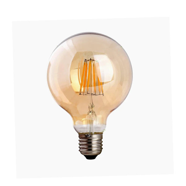 Vintage LED filament E27 lamp G95 8W bolvormige amberkleurige glazen schroeflamp ~3249 – G95 8W