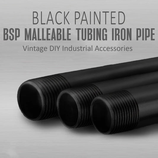 BLACK Painted ¾ inch barrel BSP MALLEABLE Tubing Iron  pipe Lamp fitting- Vintage DIY Industrial Accessories~3613