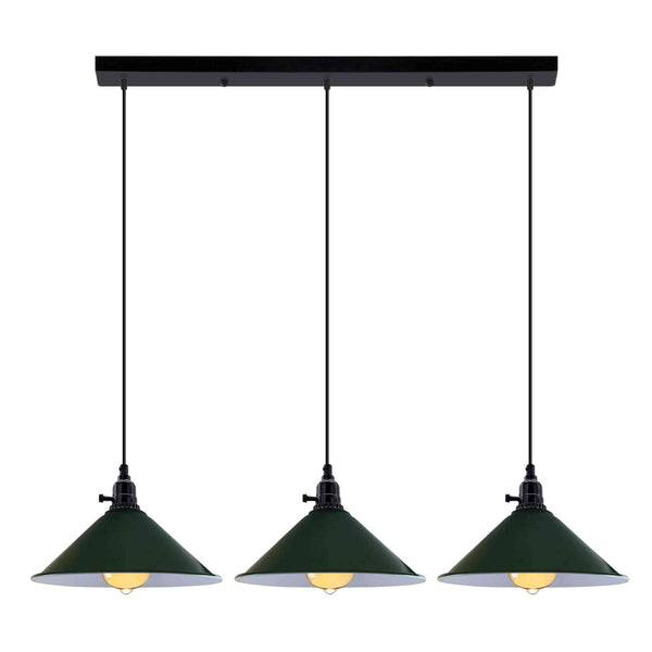 Kitchen Island 3 Light Pendant Light With Fluming Switch ~6187 – Green / Yes