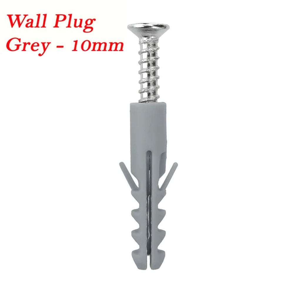 grey 10mm wall plug with screw