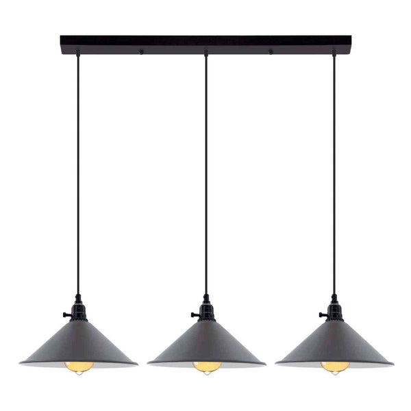 Kitchen Island 3 Light Pendant Light With Fluming Switch ~6187 – Grey / Yes