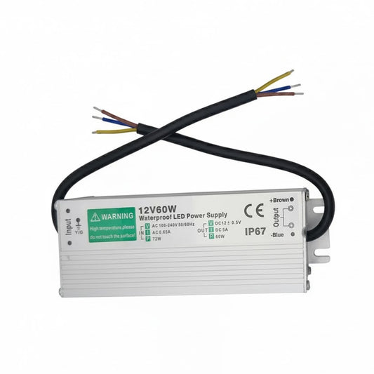 Transformador de fuente de alimentación LED de 12 V CC, resistente al agua, IP67, 60 W, CA 90-250 V ~4420