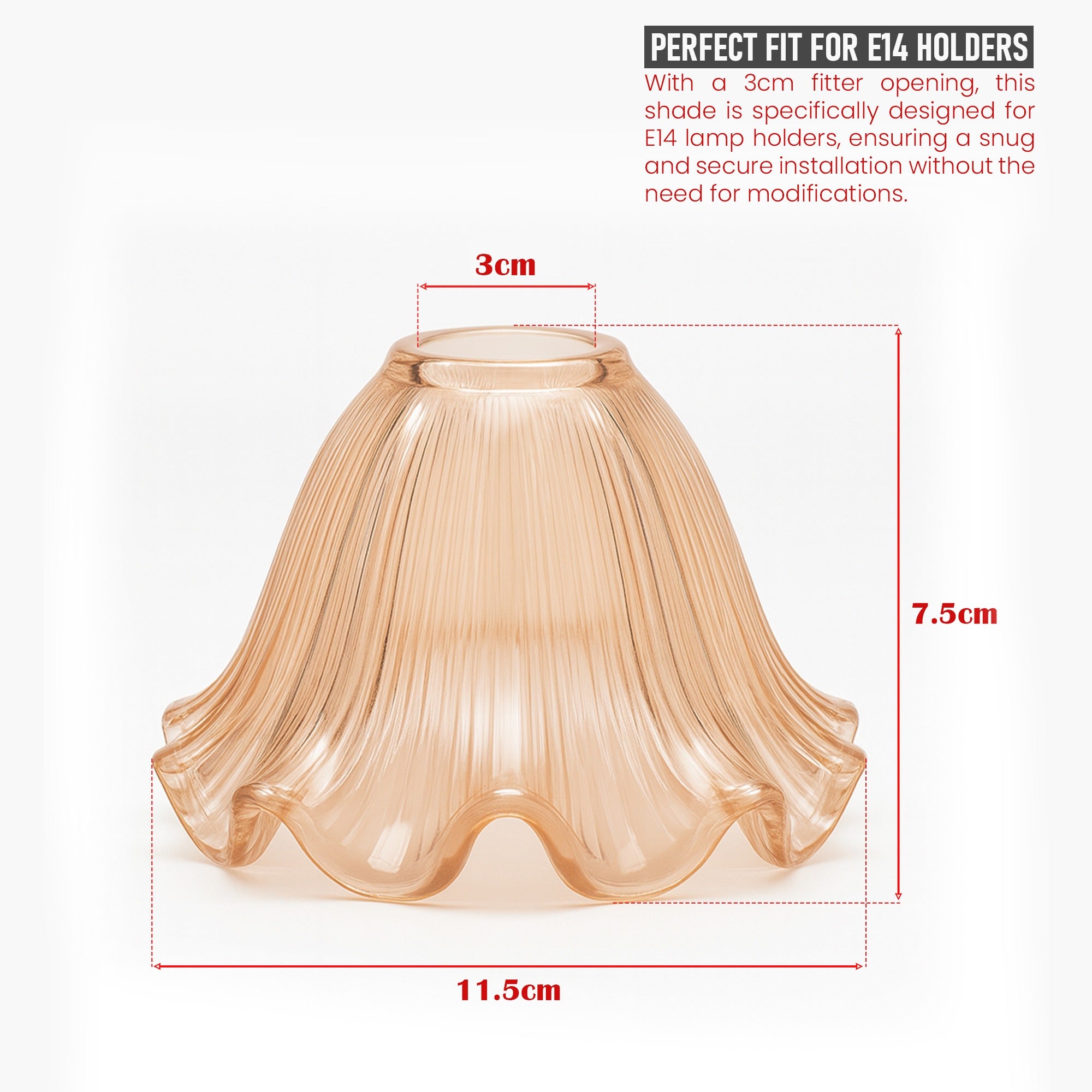 Small Amber Glass Lamp Shade 11.5cm Flower Replacement ~6656